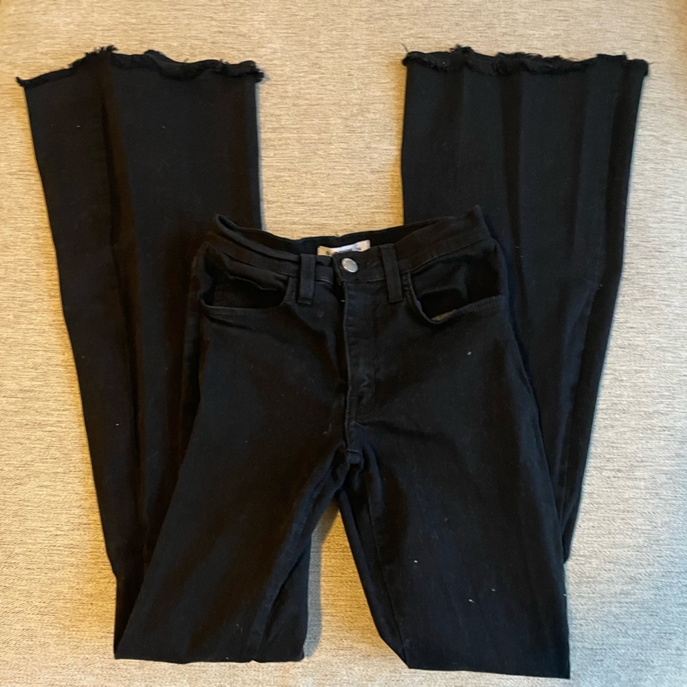 Black distressed bell bottoms